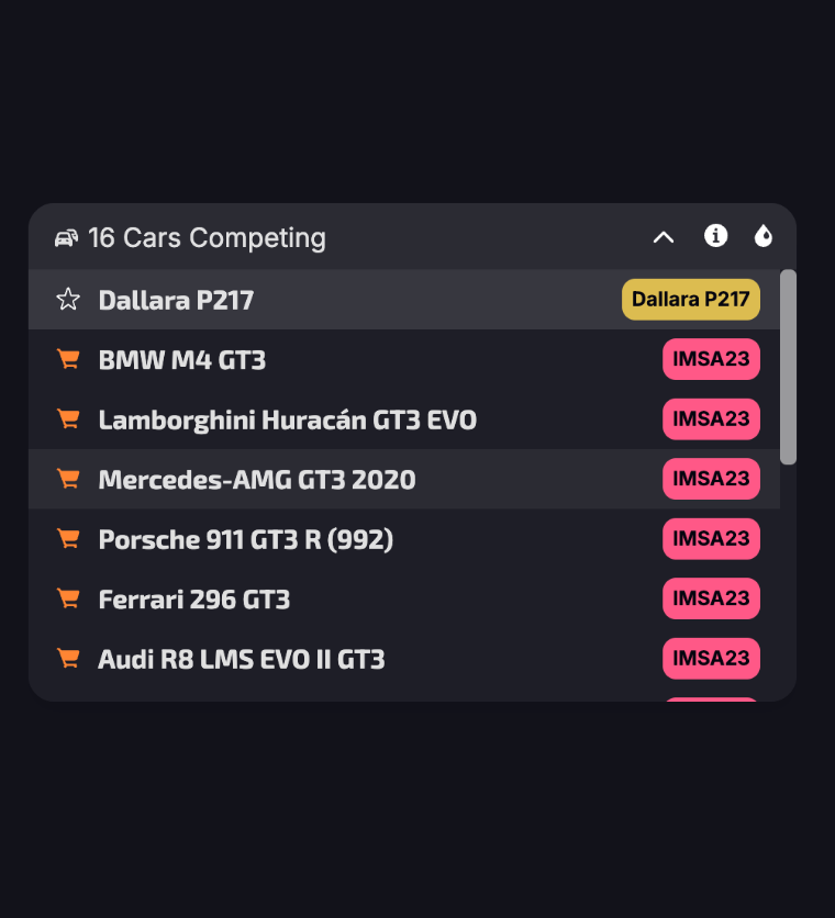 iRacing Car Selector