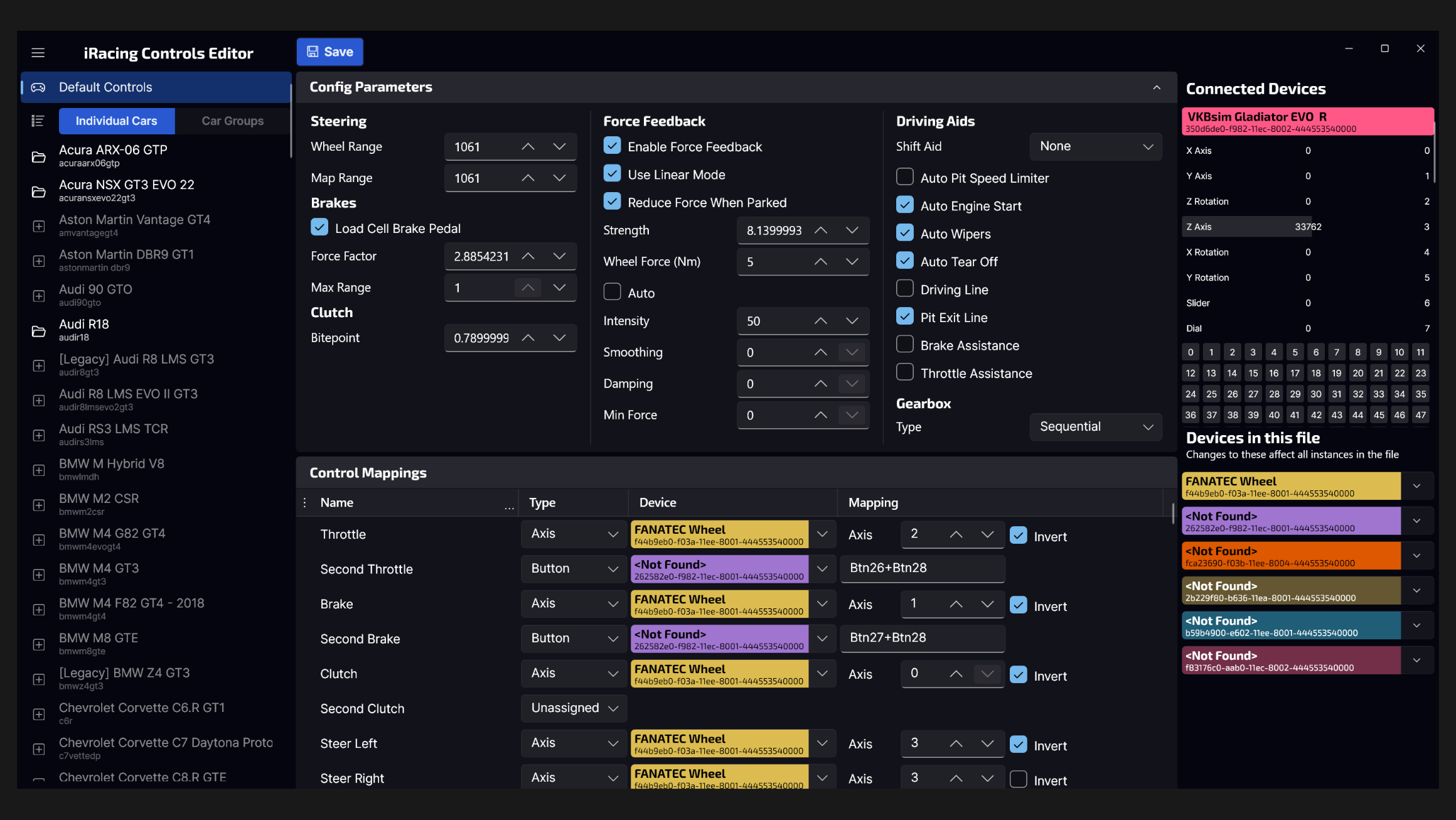 iRacing Controls Editor